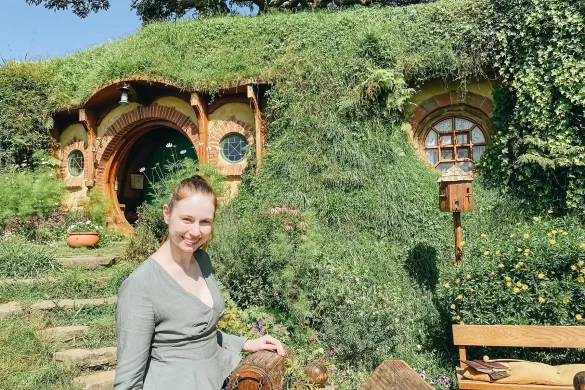 Elle McFadzean on a Hobbiton trip.