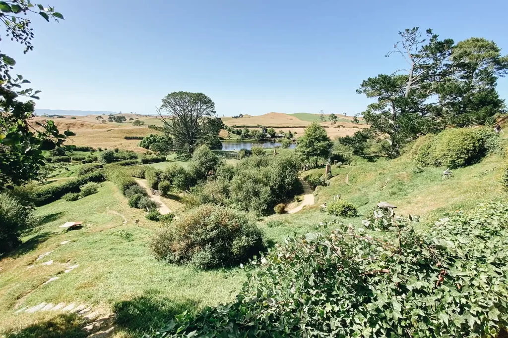 Hobbiton Movie Set scenery.