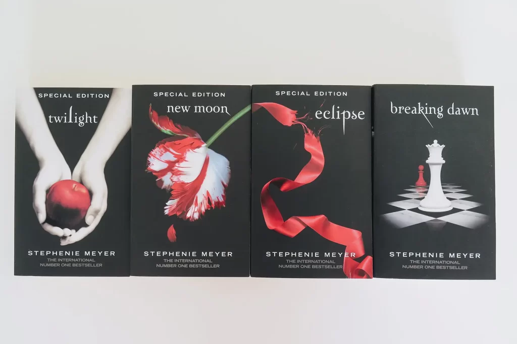 Twilight series by Stephenie Meyer.