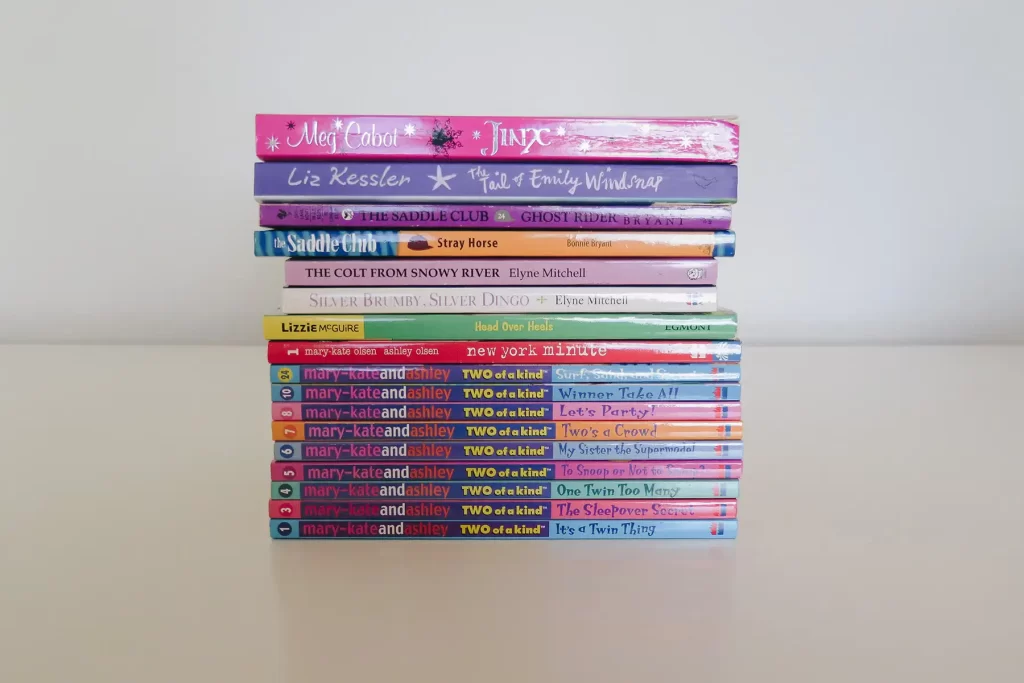 Children's books stack.