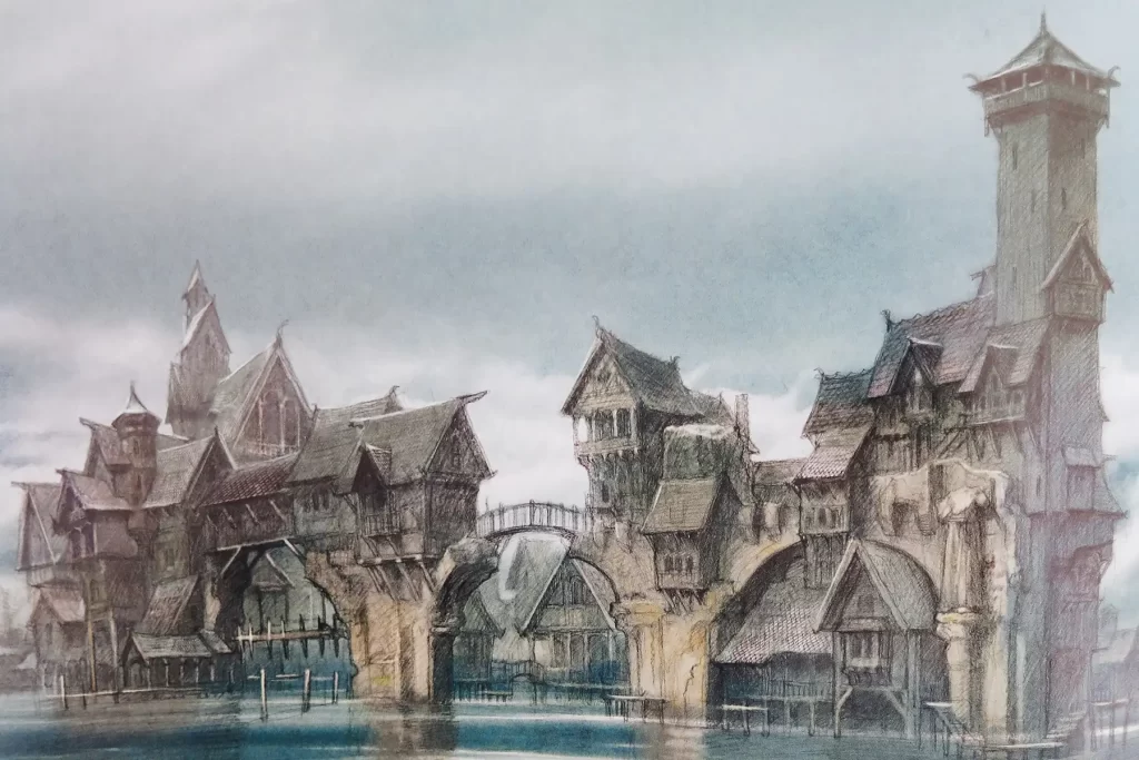 Lord of the Rings town artwork.