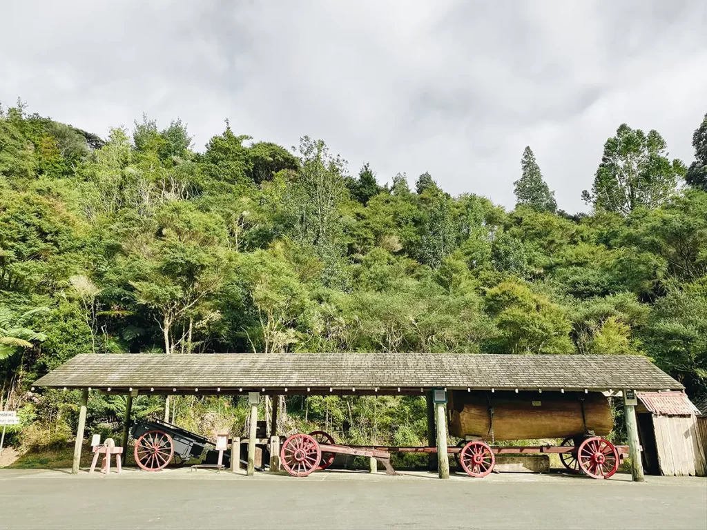 Old shed equipment on mountain.