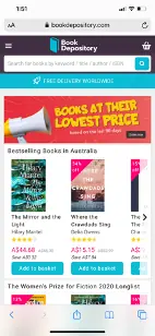 Book Depository website screenshot.