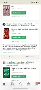 Goodreads application reviews screenshot.