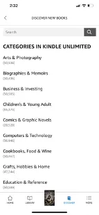 Kindle ebooks discovery page screenshot.