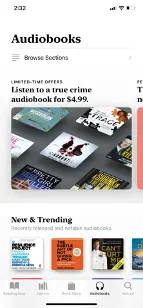 Apple audiobooks application screenshot.