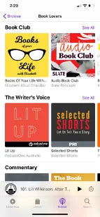 Book lovers podcasts screenshot.