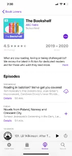 The Bookshelf: book lovers podcast screenshot.