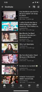 Booktube on YouTube screenshot.