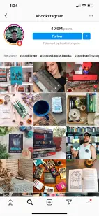 Bookstagram hashtag on Instagram screenshot.