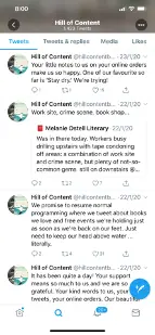 Bookshop Twitter tweets screenshot.
