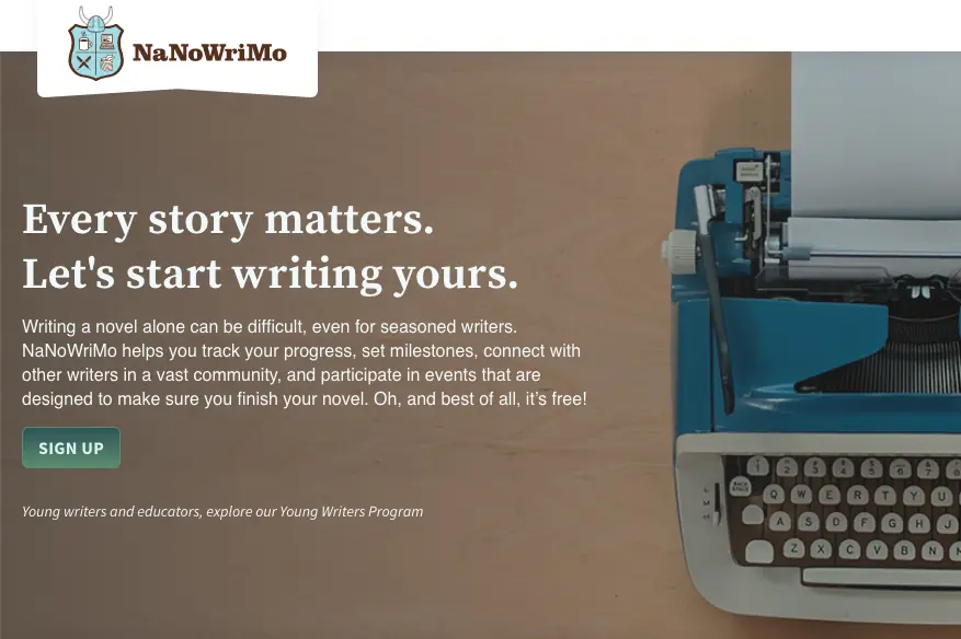 NaNoWriMo screenshot.