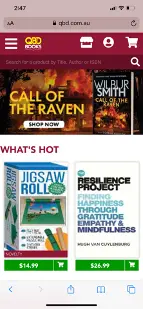 QBD online bookshop screenshot.